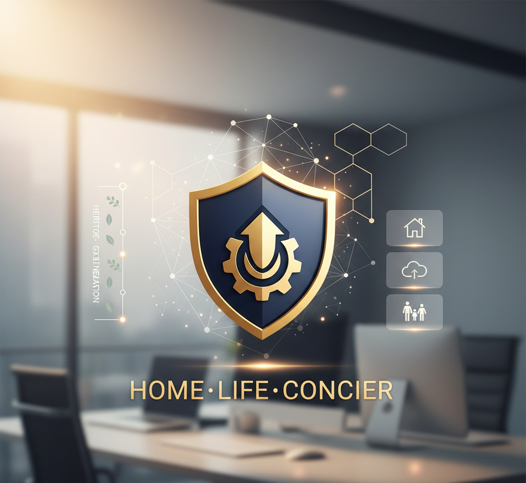 家族の生活と時間を守るコンシェルジュの信頼を象徴する盾のアイコン
